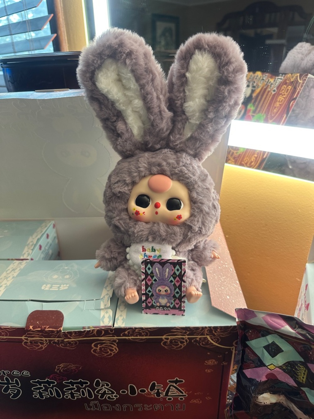 Purple bunny from BB3 Lily Rabbit Town V1 Series w/boba Eyes unboxed!